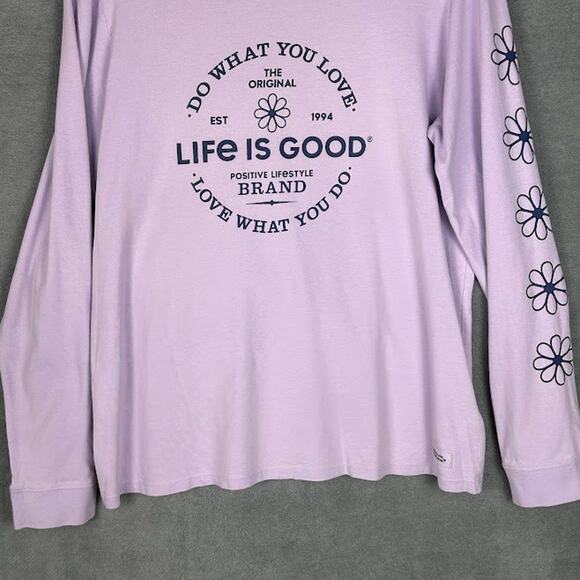 Life Is Good Shirt Womens Large Purple Crusher Tee Long Sleeve Comfort Daisy - Picture 3 of 14
